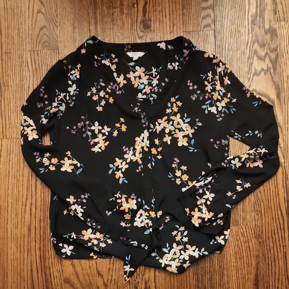 Candie's Black Floral Blouse